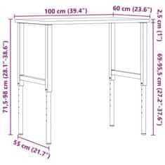 Vidaxl Pracovný stôl tmavohnedý 100x60x(71,5-98)cm dub. masív obdĺžnik