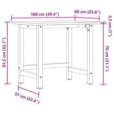 Vidaxl Pracovný stôl 100x60x81,5 cm bukový masív obdĺžnik