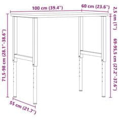 Vidaxl Pracovný stôl 100x60x(71,5-98) cm dubový masív obdĺžnikový