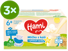 Hami mliečko s kašou s príchuťou vanilky 3x (4x250ml)