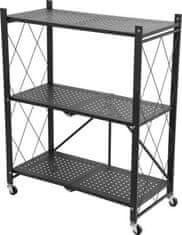 Strend Pro Regál Racks RAW3T, kovový, 3 police, 0870x720x340 mm, max. 50 kg/polica, prenosný, na kolieskach