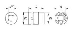 YATO Nadstavec 3/4" rázový šesťhranný 26 mm CrMo