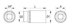 YATO Nadstavec 1/4" 13 mm šesťhranný hlboký