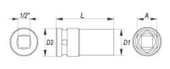 YATO Nadstavec 1/2" rázový šesťhranný hlboký 28 mm CrMo