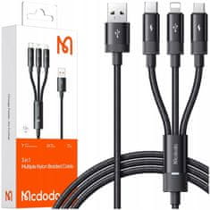 Mcdodo Mcdodo 3V1 Usb Kábel Rýchle Nabíjanie Usb-C Lightning Micro Usb Qc 1M Led