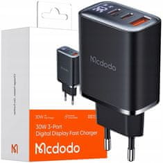 Mcdodo Mcdodo Rýchla Nabíjačka Pre Iphone 2Xusb-C 1Xusb Pd 30W Led Meter