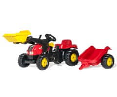 shumee Rolly Toys 023127 Rolly Kid Traktor s lyžicou a prívesom červený