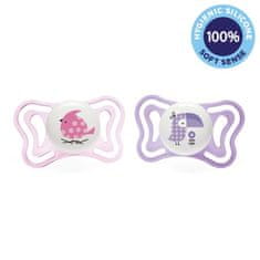 Chicco Cumlík Physio Light silikónový dievča - vtáčik/tukan 2 ks, 2-6 m+