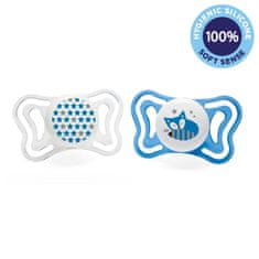 Chicco Cumlík Physio Light silikónový chlapec - hviezdy/líška 2 ks, 6-16 m+