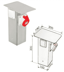 sapro Nerezový záhradný stĺpik, 2 zásuvky + 1 zásuvka 3fázová, IP44, 30 cm