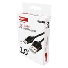 EMOS Nabíjací a dátový kábel USB-A 2.0 / micro USB-B 2.0, Quick Charge, 1 m, čierny