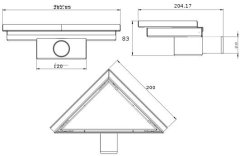 Mexen Flat rohový podlahový žľab 20 x 20, čierna (1710320)