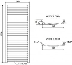 Mexen Helios vykurovací rebrík/radiátor 1200 x 500 mm, 448 w, zlatá (W103-1200-500-00-50)