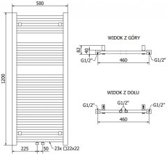 Mexen Plutón vykurovací rebrík/radiátor 1200 x 500 mm, 487 w, chróm (W106-1200-500-00-01)