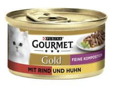 Purina GOURMET Gold s hovädzím a kuracím mäsom 85g