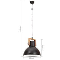 Vidaxl Industriálna závesná lampa 25 W, čierna, okrúhla 40 cm E27