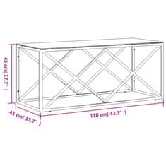 Vidaxl Konferenčný stolík 110x45x45 cm nehrdzavejúca oceľ a sklo