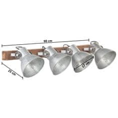 Vidaxl Industriálna nástenná lampa strieborná 90x25 cm E27