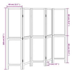 Vidaxl Paraván 5 panelov biely masívne drevo paulovnie