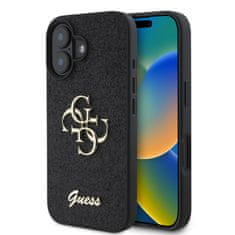 Guess Zadný kryt PU Fixed Glitter 4G Metal Logo pre iPhone 16 Plus Black