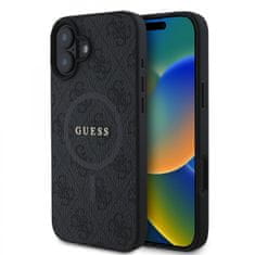 Guess Zadný kryt PU Leather 4G Colored Ring MagSafe pre iPhone 16 Plus Black