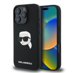 Karl Lagerfeld Zadný kryt Liquid Silicone Karl Head MagSafe pre iPhone 16 Pro Max Black