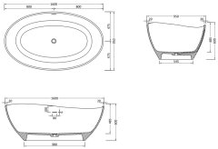 Mexen Mexen Parma voľne stojaca vaňa z konglomerátu 160 x 95 cm, matná biela - 57231609500 - MEXEN