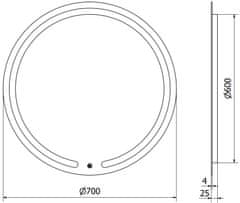 Mexen Osvetlené kúpeľňové zrkadlo Mexen Rose, okrúhle 70 cm, LED 6000K, proti zaparovaniu - 9810-070-070-611-00 - MEXEN