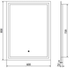 Mexen Mexen Miko osvetlené kúpeľňové zrkadlo 60 x 80 cm, LED 6000K, proti pare - 9819-060-080-611-00 - MEXEN