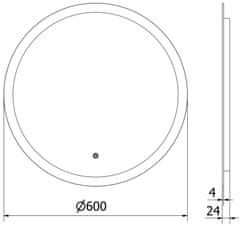 Mexen Osvetlené kúpeľňové zrkadlo Mexen Oro, okrúhle 60 cm, LED 6000K, proti zaparovaniu - 9824-060-060-611-00 - MEXEN