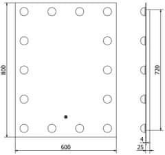 Mexen Mexen Dona osvetlené kúpeľňové zrkadlo 60 x 80 cm, LED 6000K, proti pare - 9818-060-080-611-00 - MEXEN