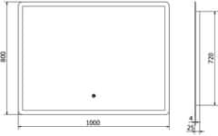 Mexen Mexen Navia osvetlené kúpeľňové zrkadlo 100 x 80 cm, LED 6000K, proti zaparovaniu - 9803-100-080-611-00 - MEXEN