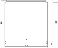 Mexen Mexen Nida osvetlené kúpeľňové zrkadlo 100 x 100 cm, LED 6000K, proti zaparovaniu - 9806-100-100-611-00 - MEXEN