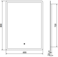 Mexen Mexen Navia osvetlené kúpeľňové zrkadlo 60 x 80 cm, LED 6000K, proti zaparovaniu - 9803-060-080-611-00 - MEXEN