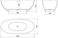 Mexen Mexen Bari voľne stojaca vaňa z konglomerátu 165 x 75 cm, matná čierna - 57221657570 - MEXEN