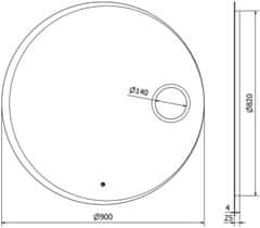 Mexen Mexen Ella osvetlené kúpeľňové zrkadlo s kozmetickým zrkadlom, okrúhle 90 cm, LED 6000K, proti zaparovaniu - 9811-090-090-611-00 - MEXEN