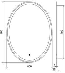 Mexen Mexen Elz osvetlené kúpeľňové zrkadlo 60 x 80 cm, LED 6000K, proti zaparovaniu - 9802-060-080-611-00 - MEXEN