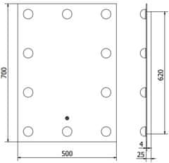 Mexen Mexen Dona osvetlené kúpeľňové zrkadlo 50 x 70 cm, LED 6000K, proti zaparovaniu - 9818-050-070-611-00 - MEXEN