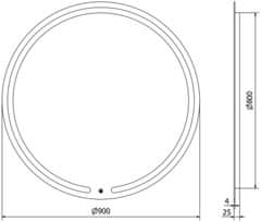 Mexen Osvetlené kúpeľňové zrkadlo Mexen Rose, okrúhle 90 cm, LED 6000K, proti zaparovaniu - 9810-090-090-611-00 - MEXEN