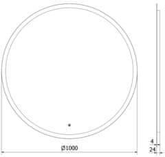 Mexen Osvetlené kúpeľňové zrkadlo Mexen Oro, okrúhle 100 cm, LED 6000K, proti zaparovaniu - 9824-100-100-611-00 - MEXEN