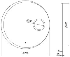 Mexen Mexen Ella osvetlené kúpeľňové zrkadlo s kozmetickým zrkadlom, okrúhle 70 cm, LED 6000K, proti zaparovaniu - 9811-070-070-611-00 - MEXEN