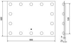 Mexen Mexen Dona osvetlené kúpeľňové zrkadlo 80 x 60 cm, LED 6000K, proti pare - 9818-080-060-611-00 - MEXEN