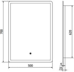 Mexen Mexen Navia osvetlené kúpeľňové zrkadlo 50 x 70 cm, LED 6000K, proti zaparovaniu - 9803-050-070-611-00 - MEXEN