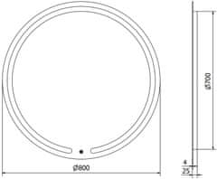 Mexen Osvetlené kúpeľňové zrkadlo Mexen Rose, okrúhle 80 cm, LED 6000K, proti zaparovaniu - 9810-080-080-611-00 - MEXEN