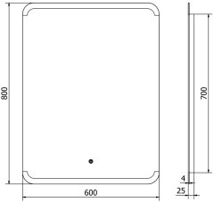 Mexen Mexen Nida osvetlené kúpeľňové zrkadlo 60 x 80 cm, LED 6000K, proti zaparovaniu - 9806-060-080-611-00 - MEXEN