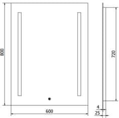 Mexen Mexen Remi osvetlené kúpeľňové zrkadlo 60 x 80 cm, LED 6000K, proti pare - 9804-060-080-611-00 - MEXEN