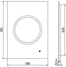 Mexen Mexen Koga osvetlené kúpeľňové zrkadlo 50 x 70 cm, LED 6000K, proti zaparovaniu - 9821-050-070-611-00 - MEXEN