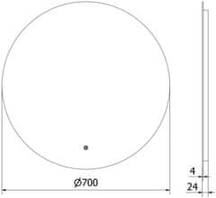 Mexen Mexen Erg osvetlené kúpeľňové zrkadlo, okrúhle 70 cm, LED 6000K, proti zaparovaniu - 9823-070-070-611-00 - MEXEN