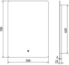 Mexen Mexen Sun osvetlené kúpeľňové zrkadlo 50 x 70 cm, LED 6000K, proti zaparovaniu - 9807-050-070-611-00 - MEXEN