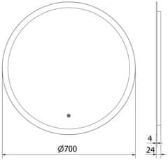 Mexen Osvetlené kúpeľňové zrkadlo Mexen Oro, okrúhle 70 cm, LED 6000K, proti zaparovaniu - 9824-070-070-611-00 - MEXEN